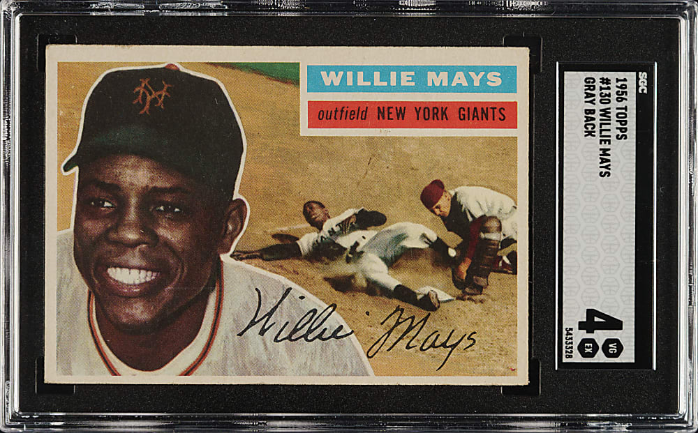 1956 Topps #130 Willie Mays Gray Back SGC VG/EX 4