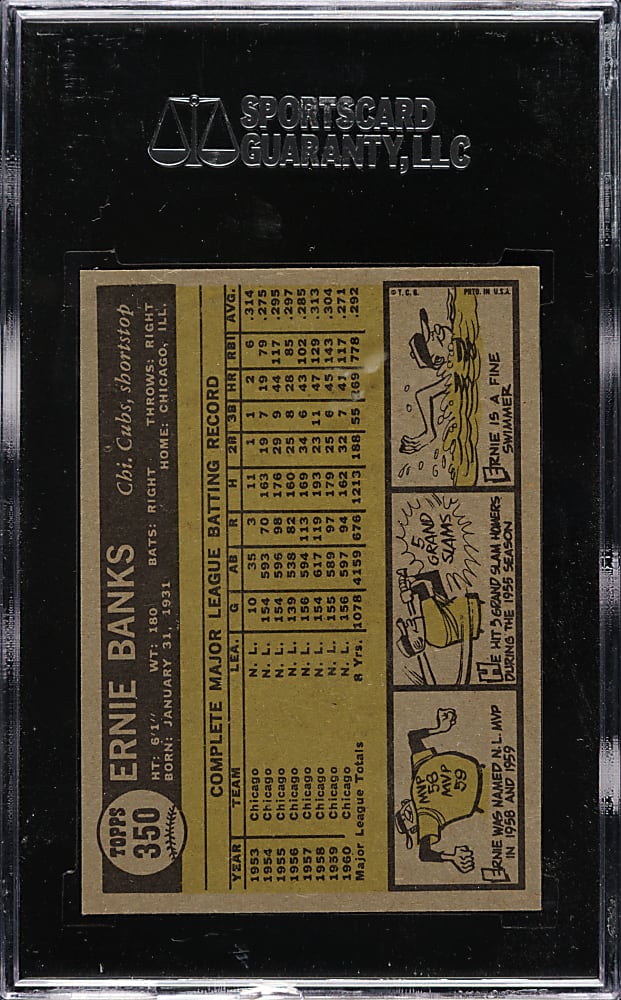 1961 Topps #350 Ernie Banks SGC NM/MT 88