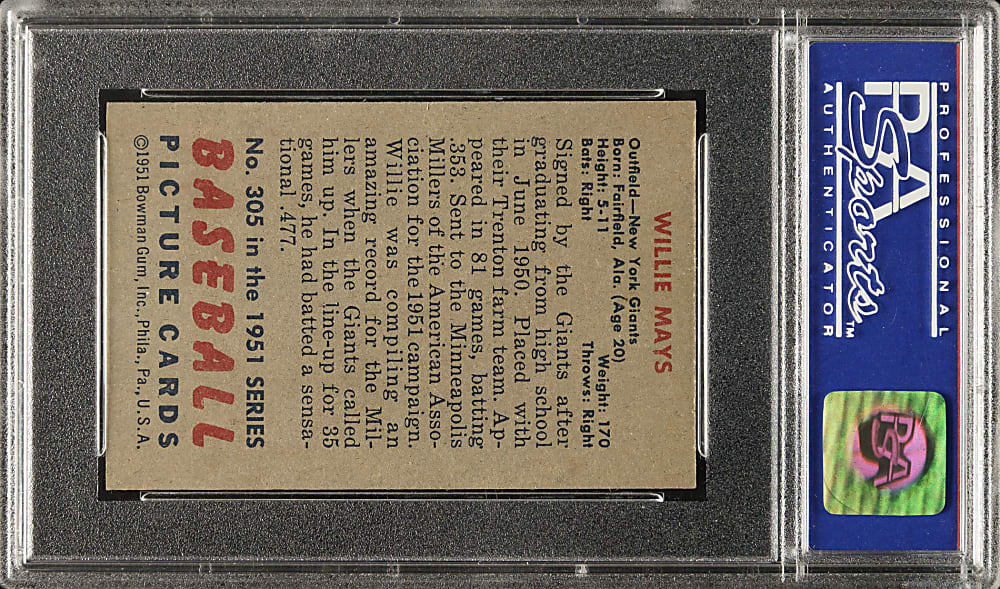 1951 Bowman #305 Willie Mays Rookie PSA NM 7