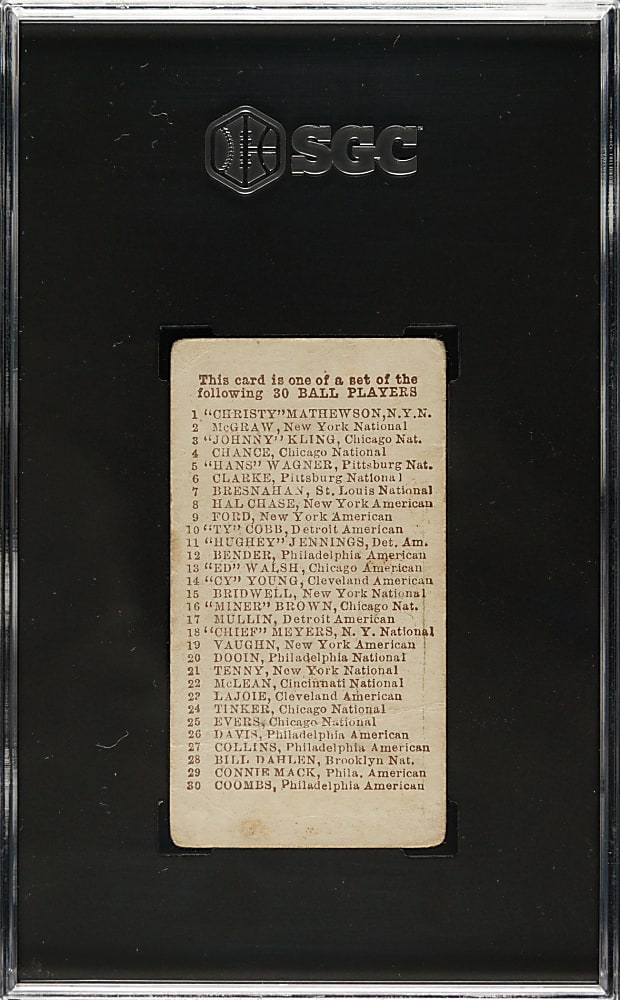 1910 E98 Anonymous "Set of 30" Hughie Jennings SGC FAIR 1.5 - Green Background