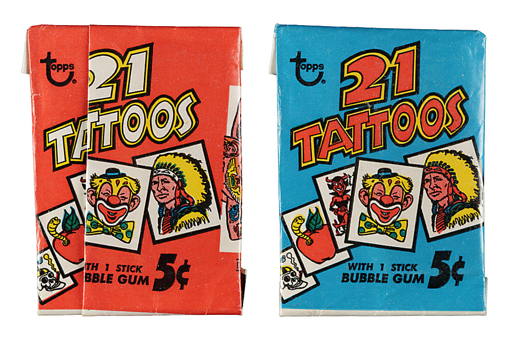 1968 Topps "21 Tattoos" Unopened Wax Pack Pair