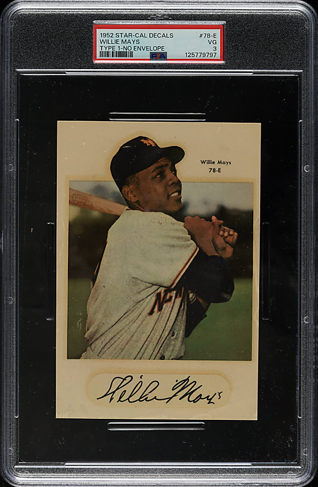 1952 Star-Cal Decals Type 1 #78-E Willie Mays (No Envelope) PSA VG 3 - 1 of 1 - Highest Graded!