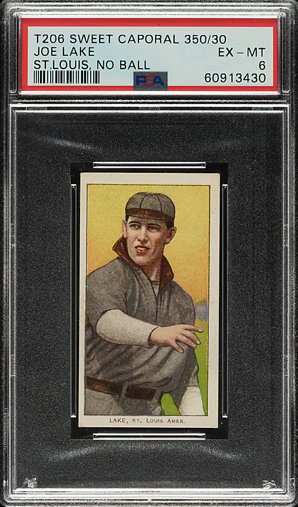 1909-1911 T206 White Border Joe Lake St. Louis, No Ball in Hand PSA EX-MT 6