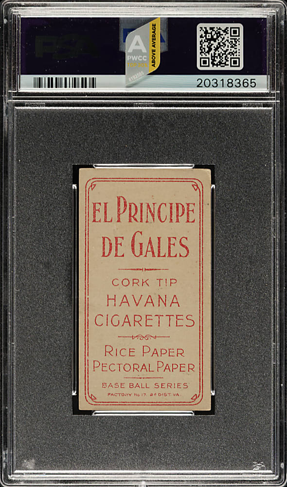 1909-1911 T206 White Border Larry Doyle Portrait PSA EX 5 - El Principe De Gales Back