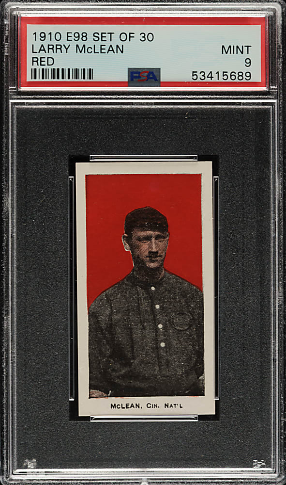 1910 E98 Anonymous "Set of 30" Larry McLean PSA MINT 9 - Red Background - Highest Graded!