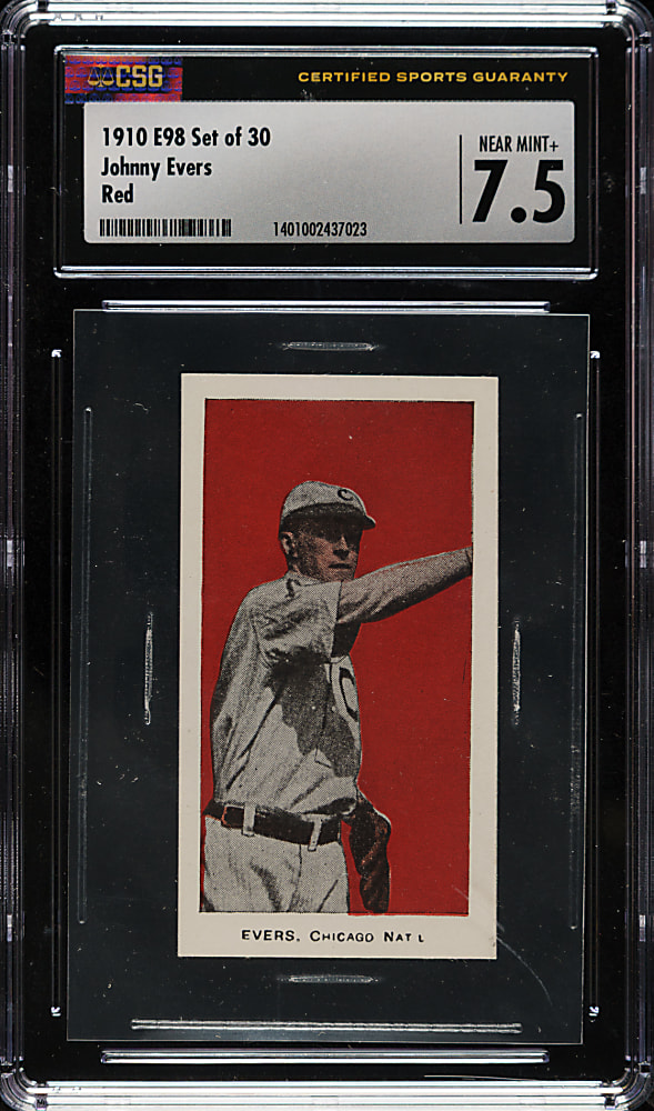 1910 E98 Anonymous "Set of 30" Johnny Evers CSG NM+ 7.5 - Red Background