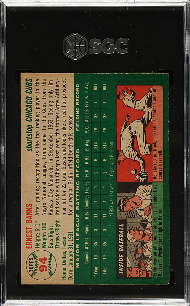 1954 Topps #94 Ernie Banks Rookie SGC NM 7