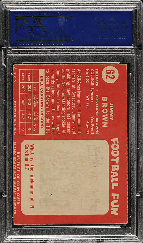 1958 Topps Football #62 Jim Brown Rookie PSA EX 5