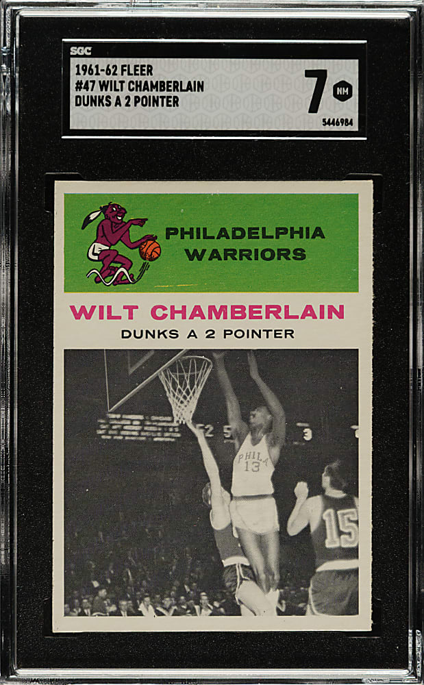 1961-1962 Fleer Basketball #47 Wilt Chamberlain In Action SGC NM 7