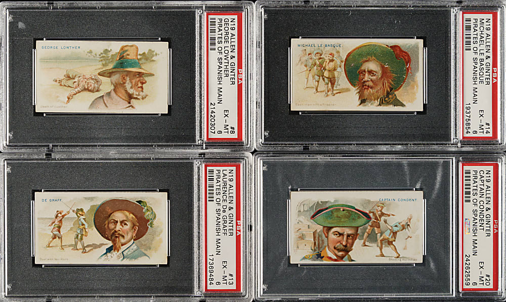1888 N19 Allen & Ginter "Pirates of the Spanish Main" PSA EX-MT 6 Collection (4)