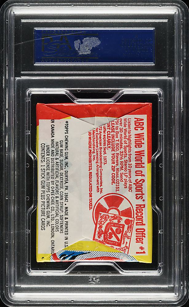 1973 Topps Fourth Series Unopened Wax Pack PSA MINT 9 (Pitching Wrapper)