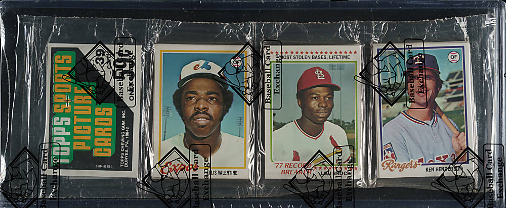 1978 Topps Unopened Rack Pack - Lou Brock Record Breaker on Top - BBCE - From a Sealed Case (FASC)
