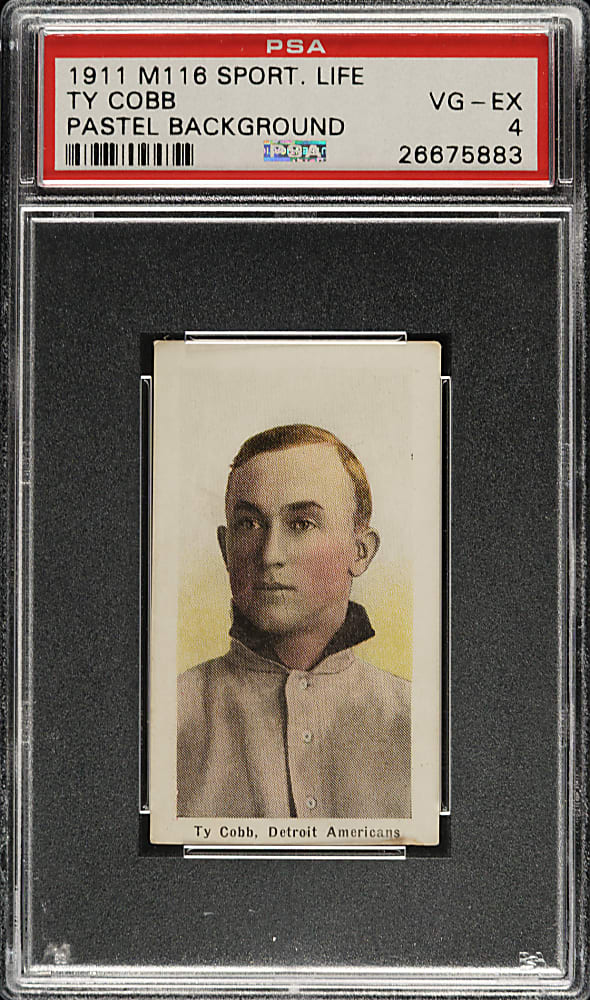 1910-1911 M116 Sporting Life Ty Cobb Pastel Background PSA VG-EX 4