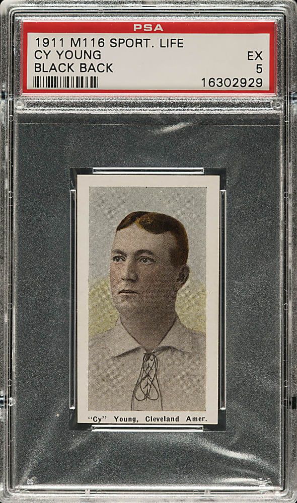 1910-1911 M116 Sporting Life Cy Young Black Back PSA EX 5