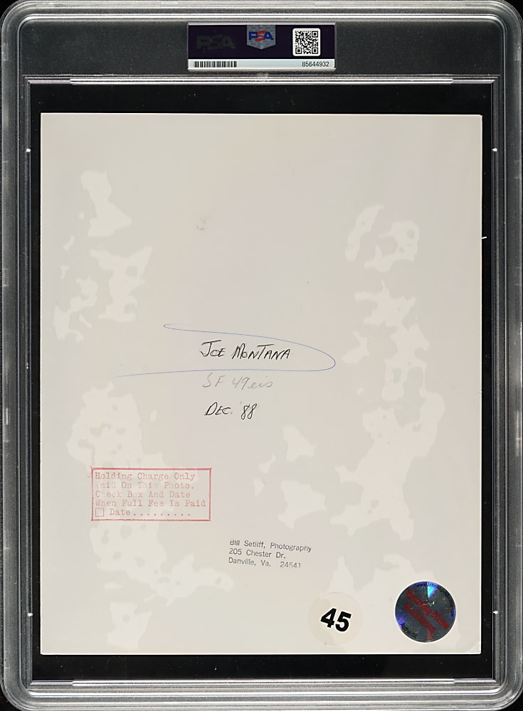 Circa 1988 Joe Montana Original Bill Setliff Photograph PSA/DNA Type I