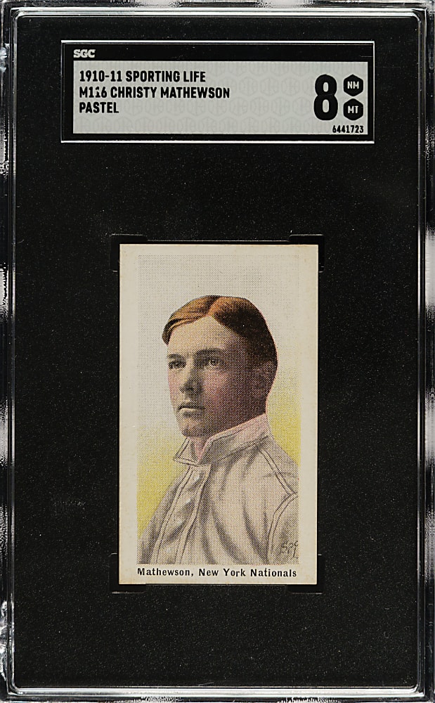 1910-1911 M116 Sporting Life Christy Mathewson Pastel Background SGC NM/MT 8