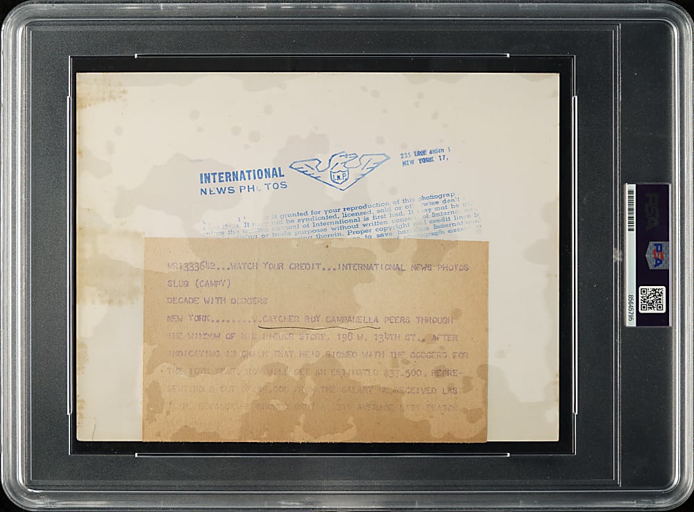 1957 Roy Campanella Original International News Service Photograph PSA/DNA Type I