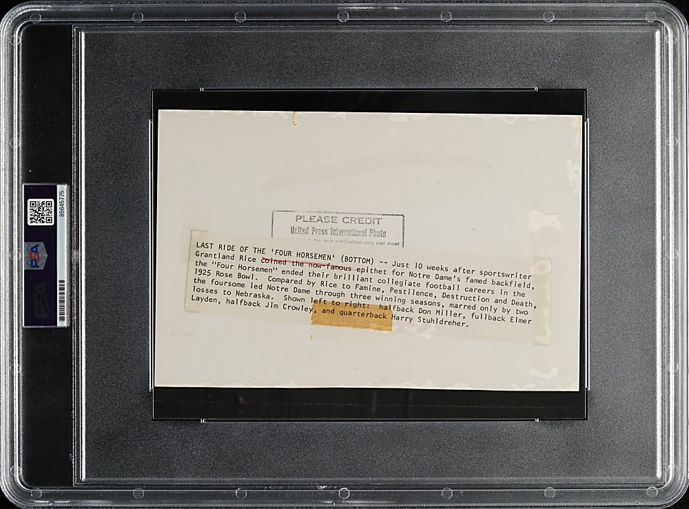 Circa 1970s The Four Horseman United Press International News Service Photograph PSA/DNA Type IV