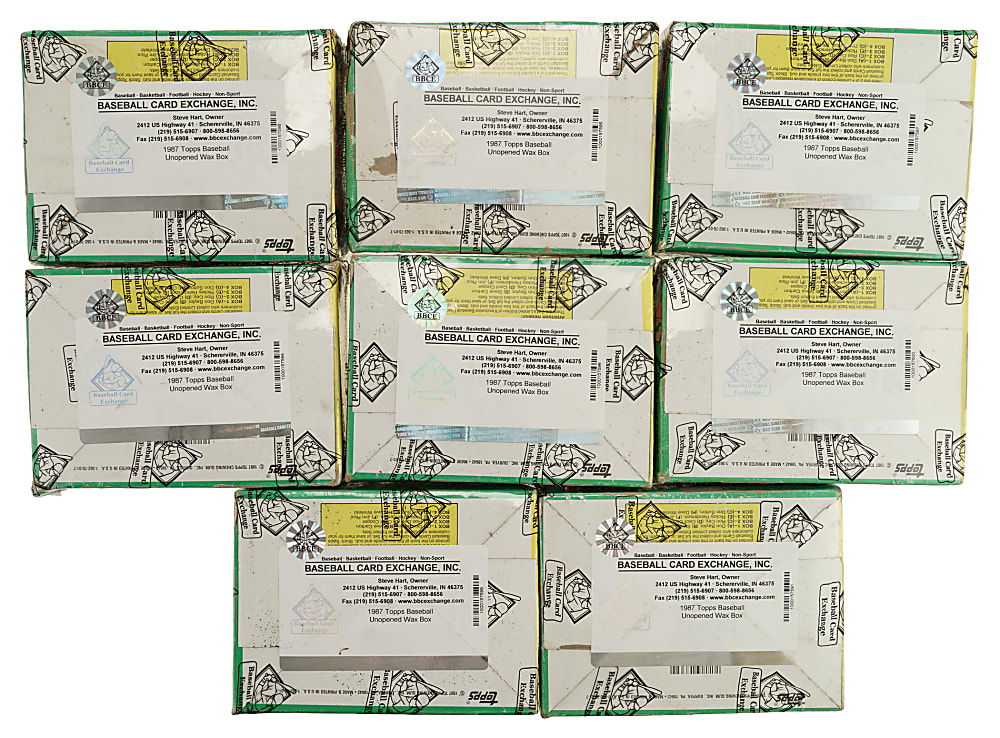 1987 Topps Unopened Wax Box Collection (8 Boxes, 288 Packs) Plus Original Case - BBCE