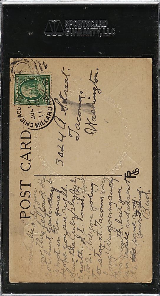 1908 PC760 Rose Company Postcard Johnny Evers SGC POOR 10