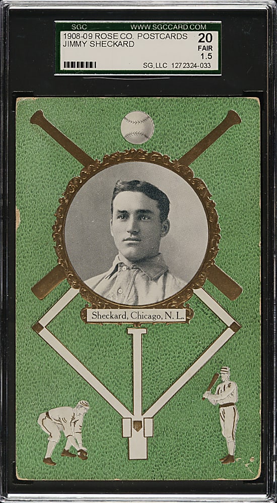 1908 PC760 Rose Company Postcard Jimmy Sheckard SGC FAIR 20