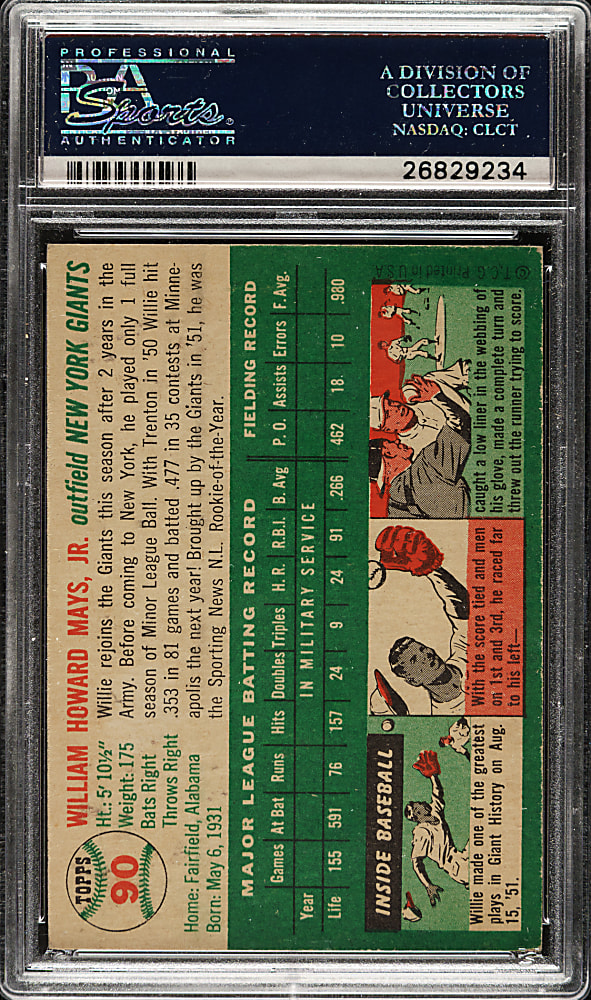 1954 Topps #90 Willie Mays PSA NM 7