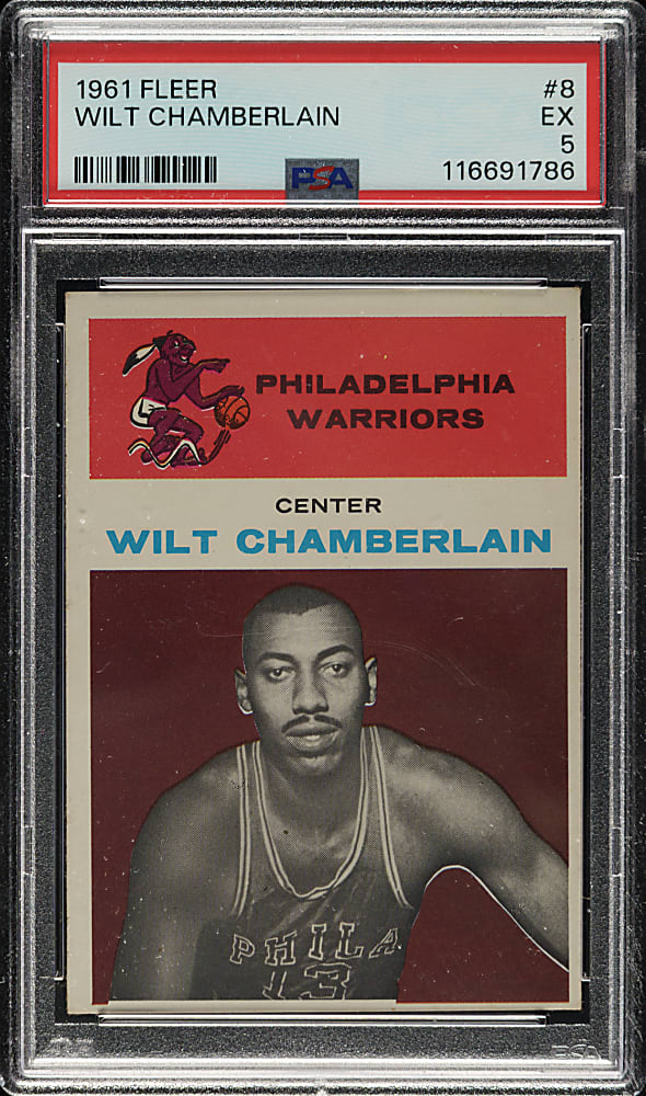 1961-1962 Fleer Basketball #8 Wilt Chamberlain Rookie PSA EX 5