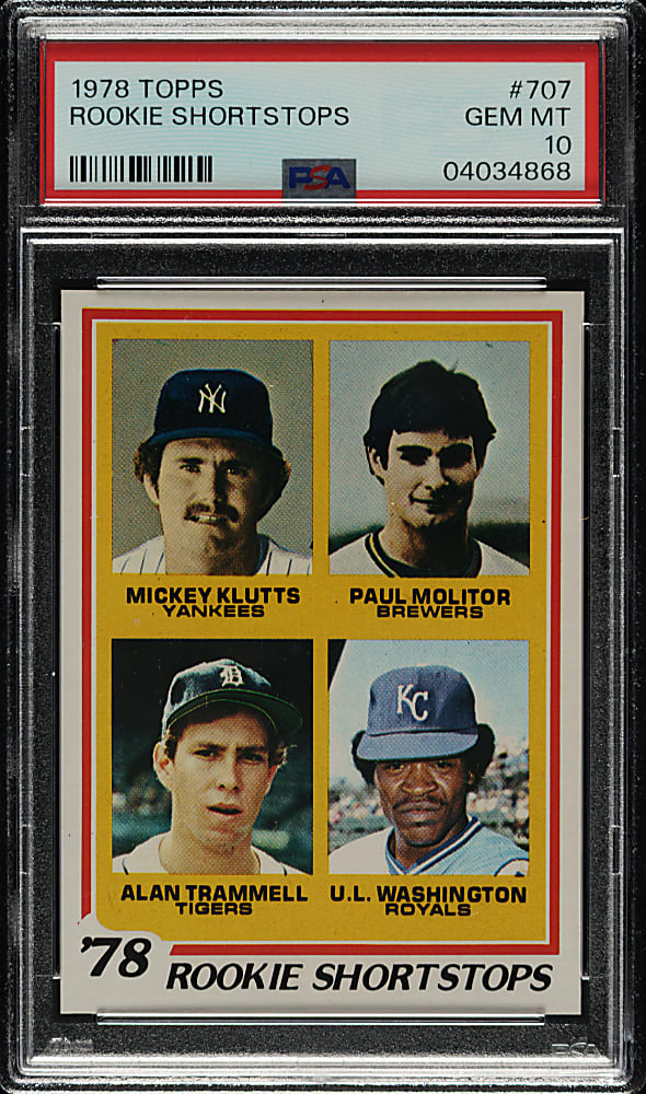 1978 Topps #707 Paul Molitor and Alan Trammell Rookie PSA GEM MINT 10