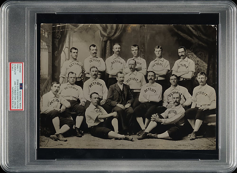 Circa 1940s Detroit Wolverines In 1887 with Brouthers, Thompson, Hanlon, and White Vintage Frank Tomlinson Photograph PSA/DNA Type IV - Image Used for 1887 N693 Kalamazoo Bats Card