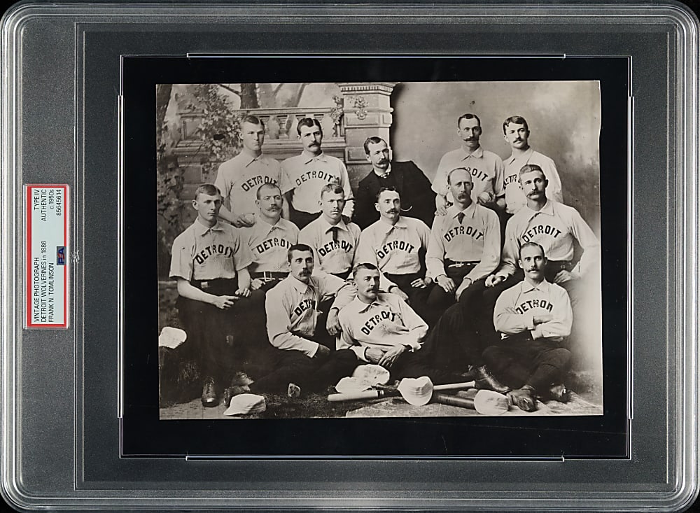 Circa 1950s Detroit Wolverines In 1886 with Brouthers, Thompson, Hanlon, and White Vintage Frank Tomlinson Photograph PSA/DNA Type IV