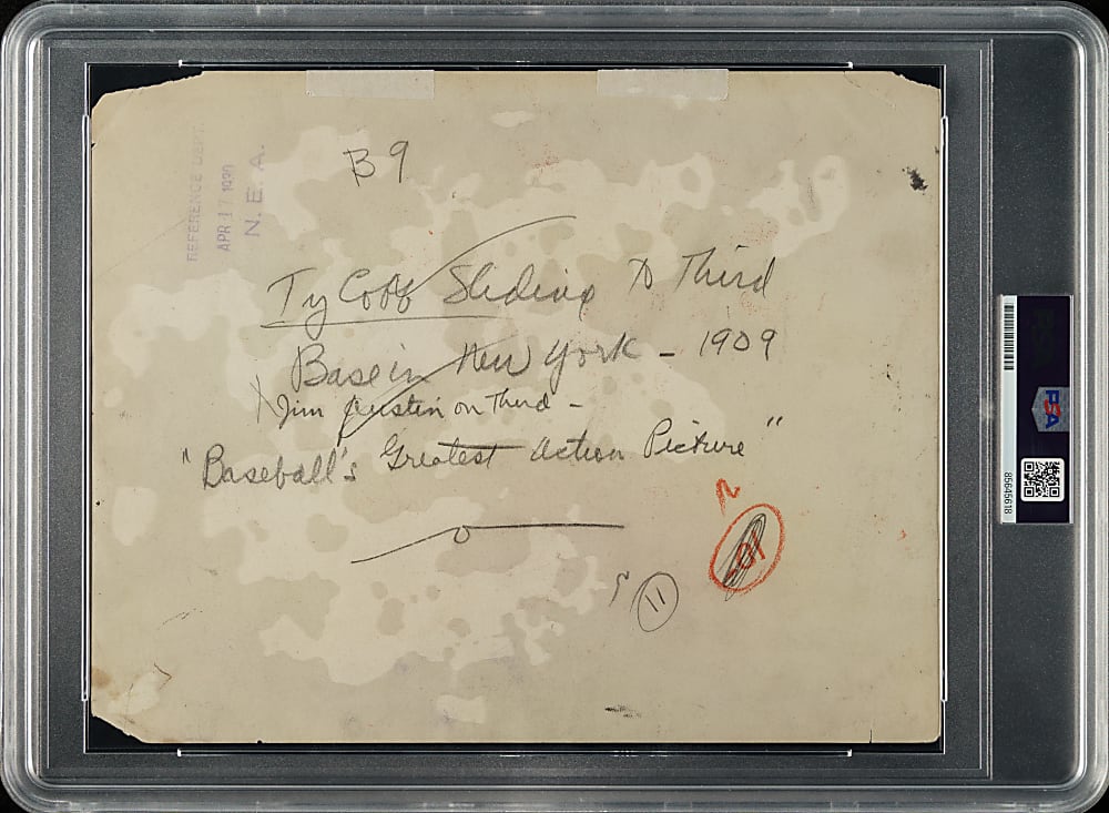 1930 Ty Cobb "Sliding Into Third" Vintage Newspaper Enterprise Association Photograph (Charles Conlon Image) PSA/DNA Type IV