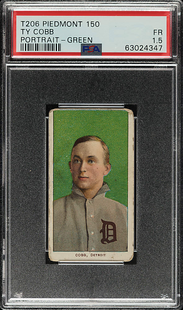 1909-1911 T206 White Border Ty Cobb Portrait Green Background PSA FAIR 1.5