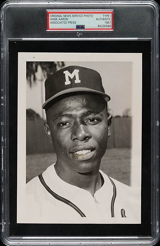 1957 Hank Aaron Original Associated Press Photograph PSA/DNA Type I