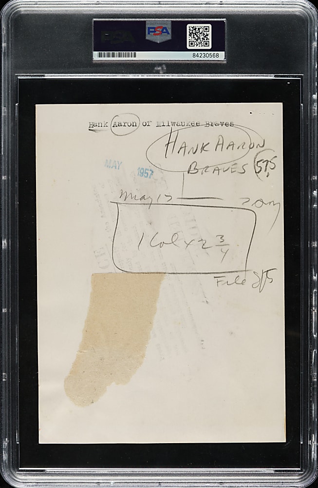 1957 Hank Aaron Original Associated Press Photograph PSA/DNA Type I