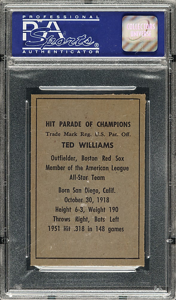 1952 Berk Ross Ted Williams PSA EX-MT 6