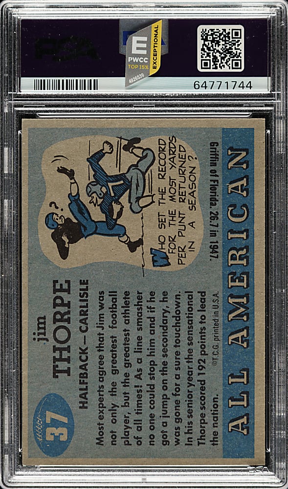 1955 Topps All-American Football #37 Jim Thorpe PSA NM 7