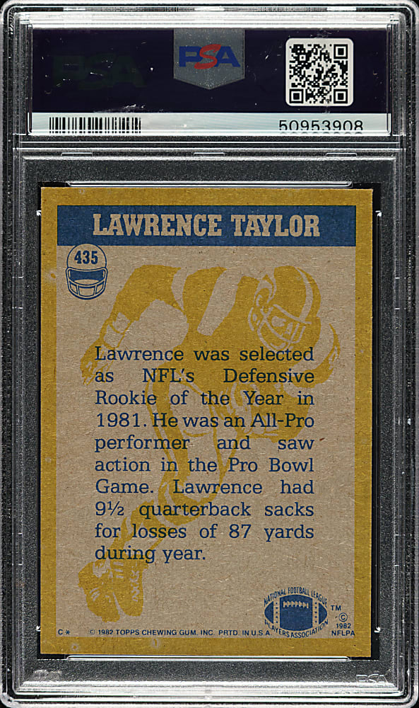 1982 Topps Football #434 Lawrence Taylor In Action PSA GEM MINT 10