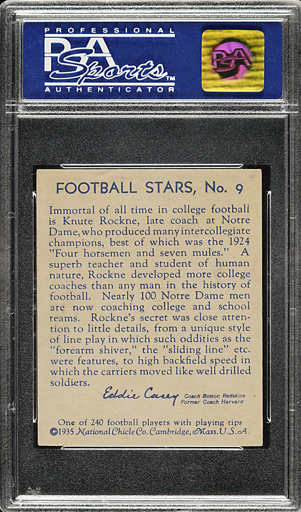 1935 R331 National Chicle Football #9 Knute Rockne PSA EX 5