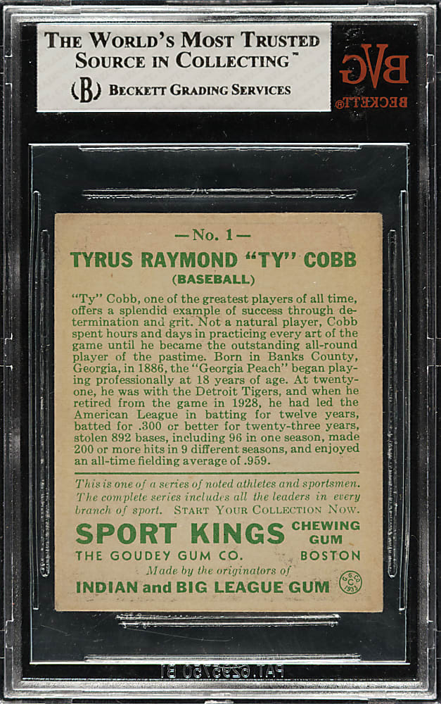 1933 R338 Sport Kings #1 Ty Cobb BVG EX 5
