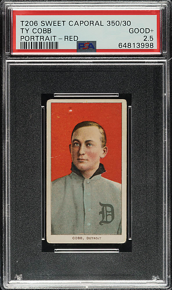 1909-1911 T206 White Border Ty Cobb Portrait Red Background PSA GOOD+ 2.5