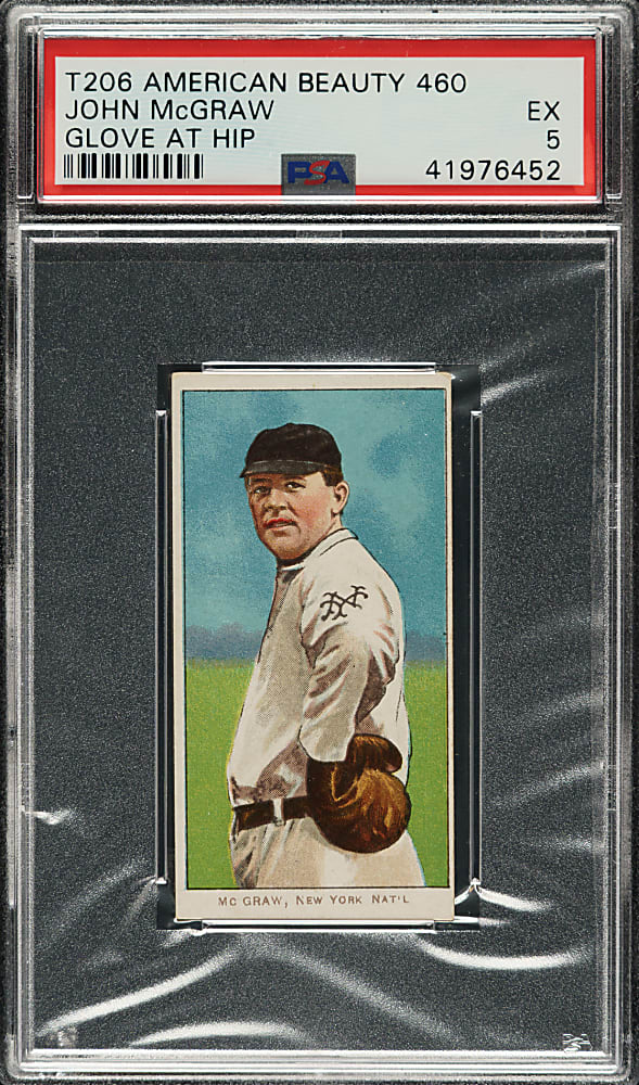 1909-1911 T206 White Border John McGraw Glove at Hip PSA EX 5 - American Beauty 460 Back