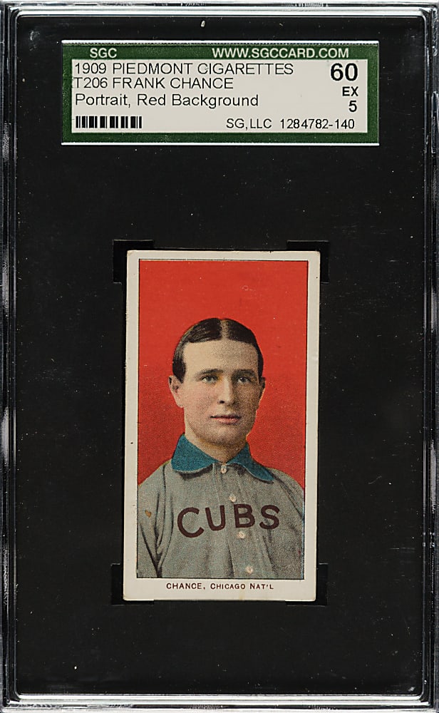 1909-1911 T206 White Border Frank Chance Portrait Red Background SGC EX 60