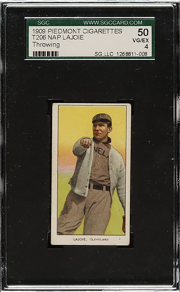 1909-1911 T206 White Border Nap Lajoie Throwing SGC VG/EX 50