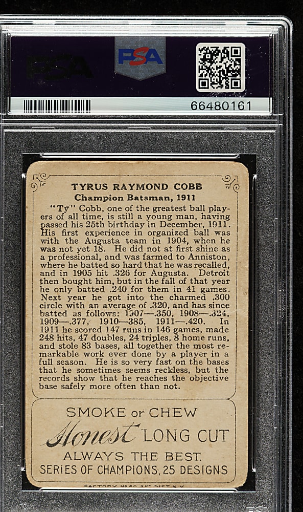 1912 T227 "Series of Champions" Ty Cobb (Honest Long Cut) PSA FAIR 1.5