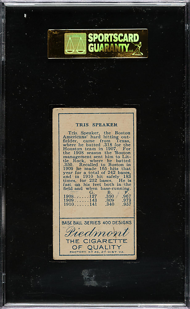 1911 T205 Gold Border Tris Speaker SGC EX 60