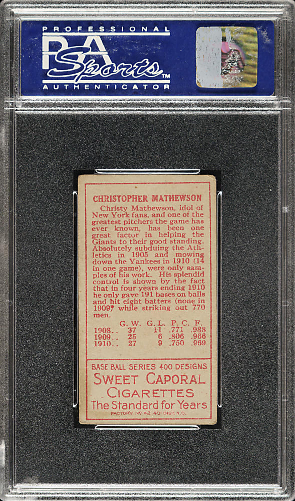1911 T205 Gold Border Christy Mathewson PSA VG-EX 4