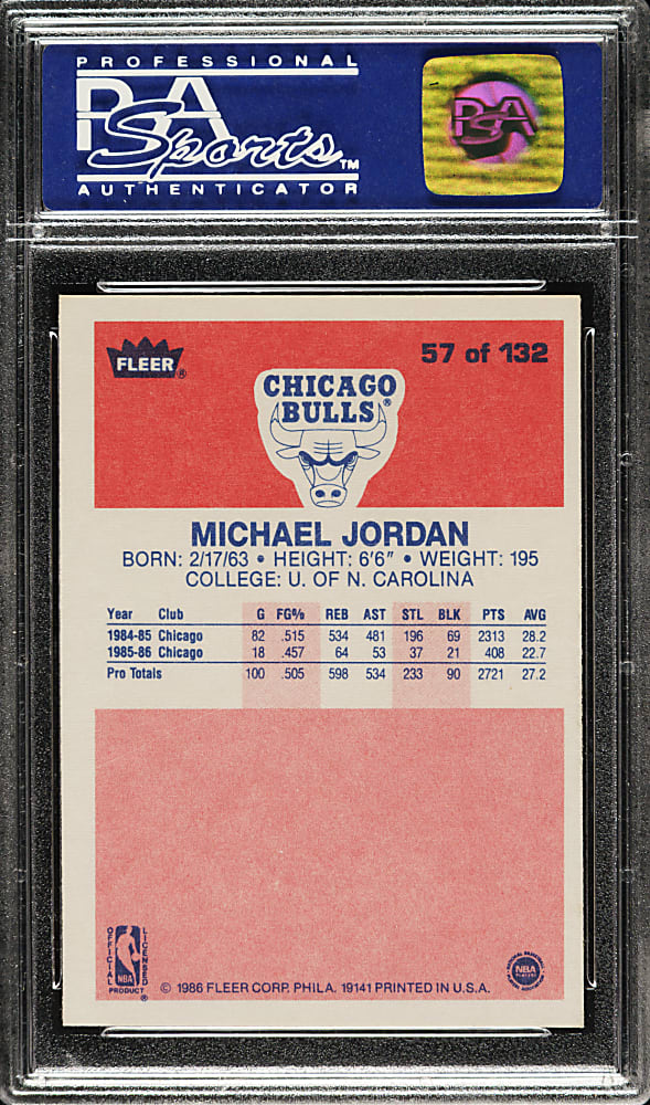 1986-1987 Fleer Basketball #57 Michael Jordan Rookie PSA NM 7