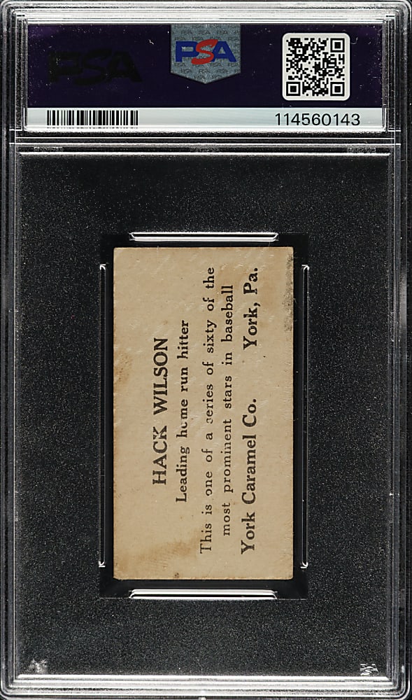 1927 E210 York Caramels Type 2 #25 Hack Wilson PSA FAIR 1.5
