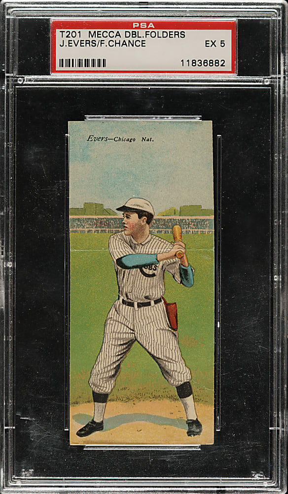 1911 T201 Mecca Double Folders Johnny Evers/Frank Chance PSA EX 5
