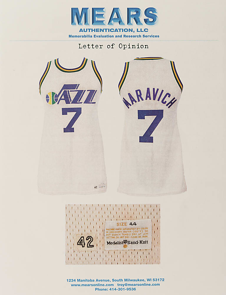 1978-1979 Pete Maravich New Orleans/Utah Jazz Game-Used Home Jersey MEARS A10